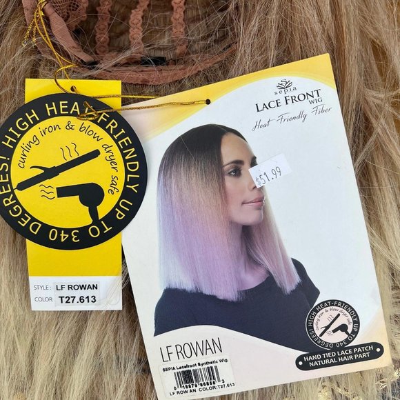 Nwt Sepia lace front synthetic wig long bob 2 tone color T27.613 main image 8